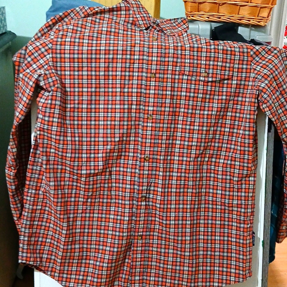 Chaps size large mens long sleeve shirt. Red check, 100% cotton.